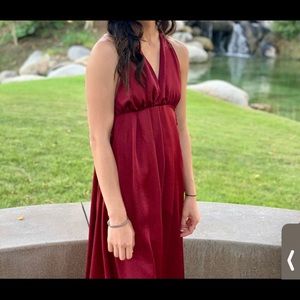 Backless Red Satin Dress